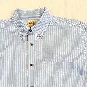 Cabela s Mens Shirt Large Blue Stripe 100% Cotton Business Casual NWOT